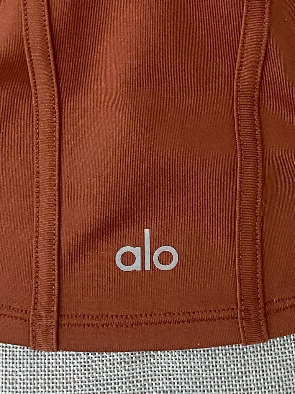 ALO Airbrush Mesh Corset Tank Top Wireless in Rust Sz L Athletic Sporty Comfy